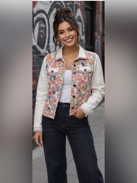 Ay Guey Jackets & Blazers - iAy Guey! Duval-Caramelos ‘sugar skull’ denim jacket. Size S